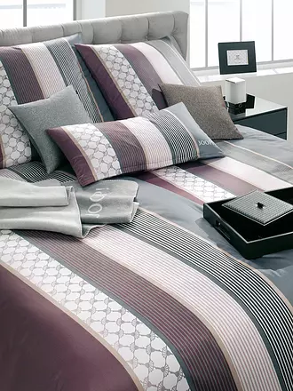 JOOP | Satin-Bettwäsche "Cornflower Stripes" 70x90cm/140x220cm | beere